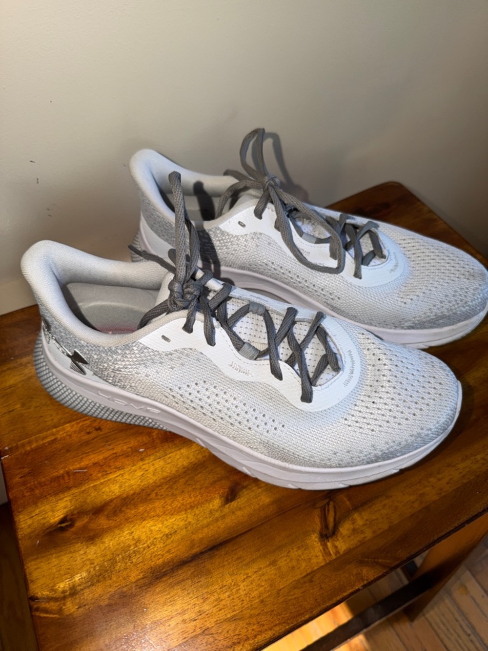 Under Armour White Athletic Sneakers with Gray Laces